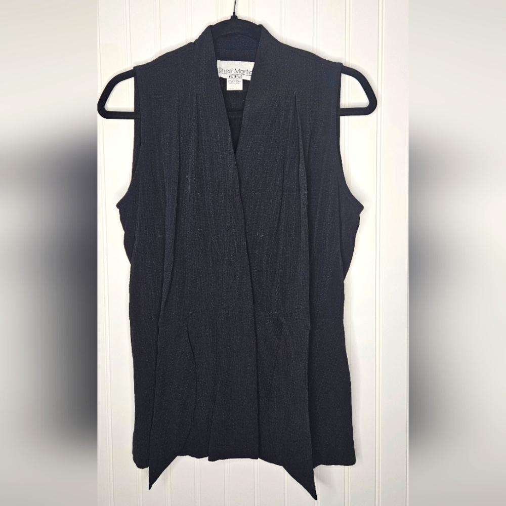 Vintage Sheri Martin Woman Petites Black Textured Vest - Size 6
